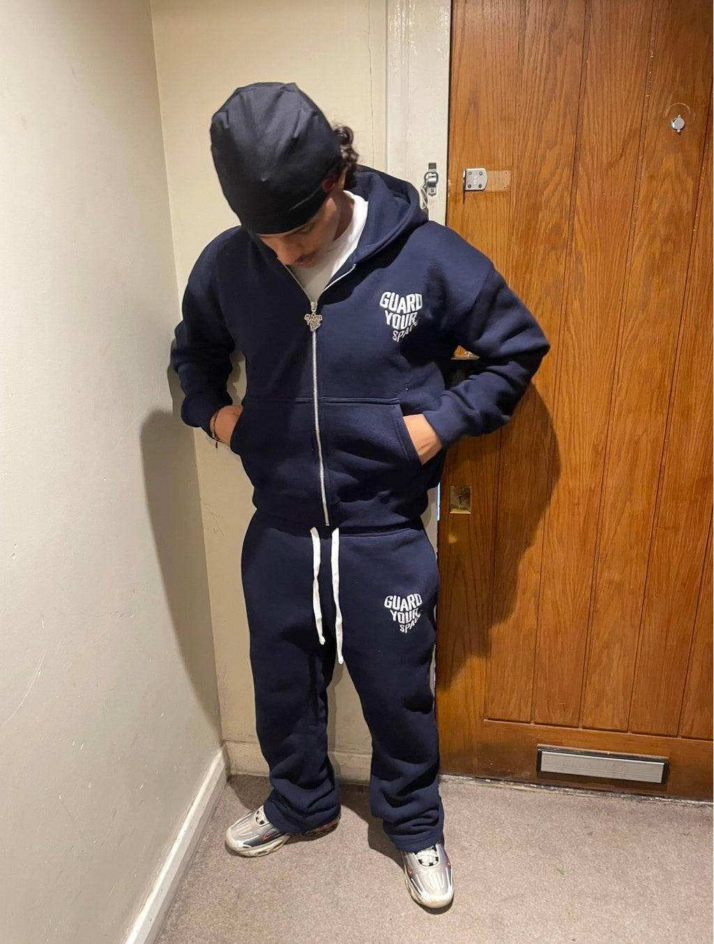 (Blue/white) Guardyourspace zip-up tracksuit