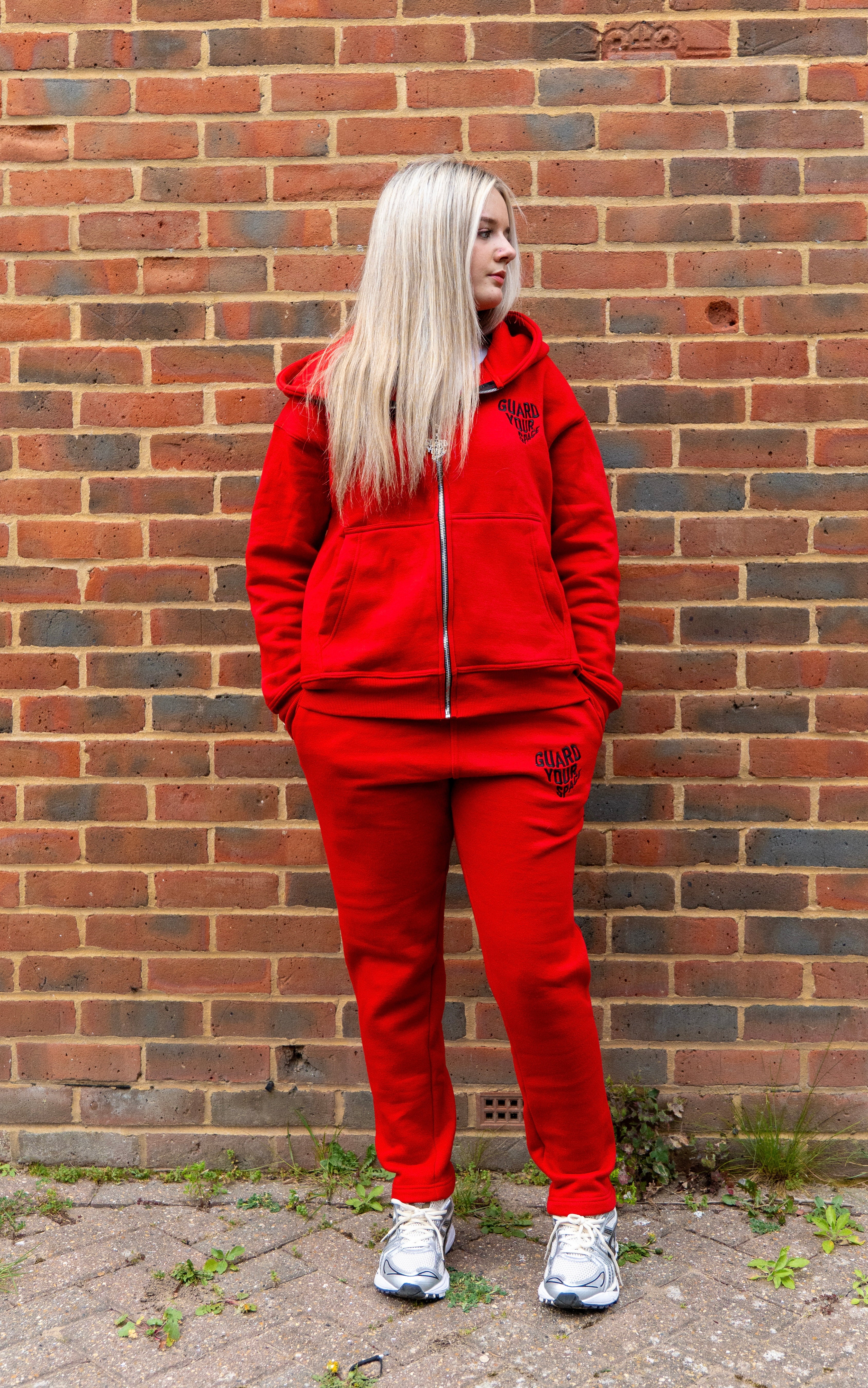 (Red/black) Guardyourspace zip-up tracksuit