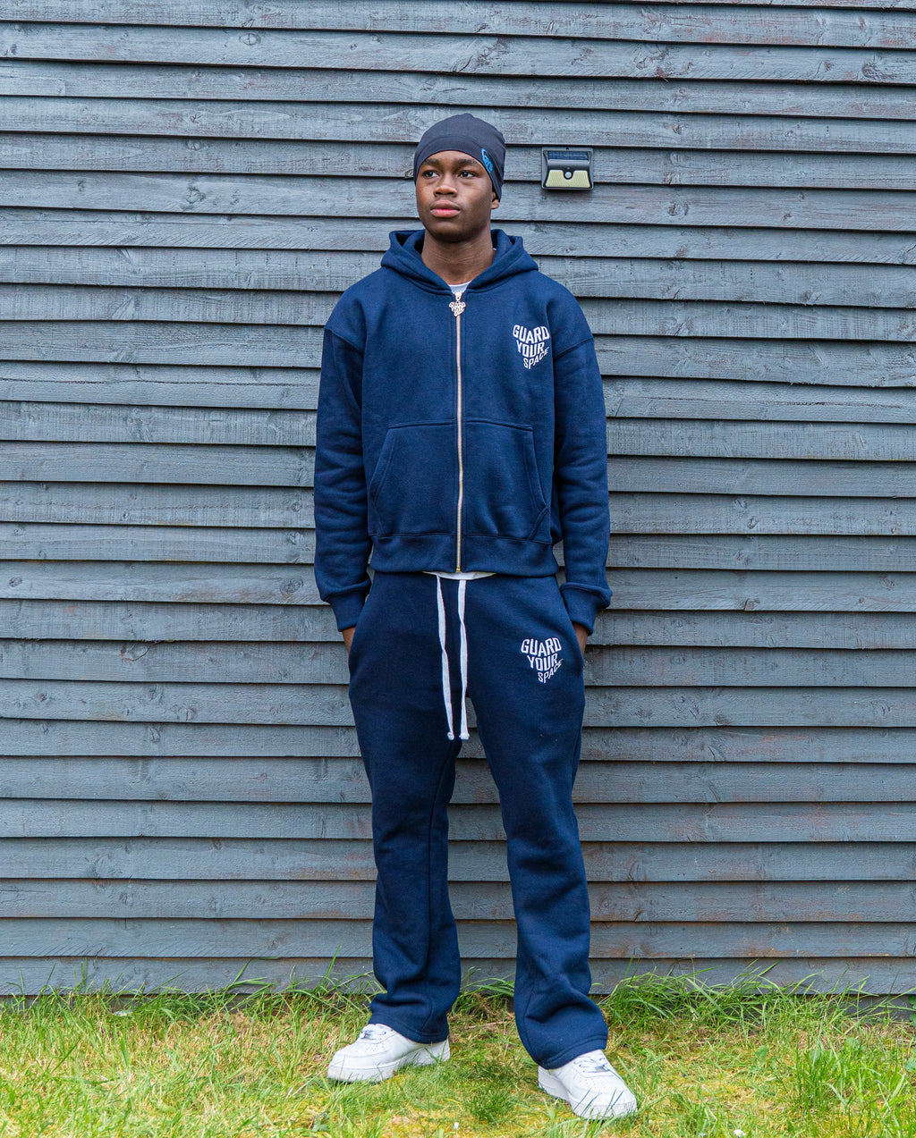 (Blue/white) Guardyourspace zip-up tracksuit