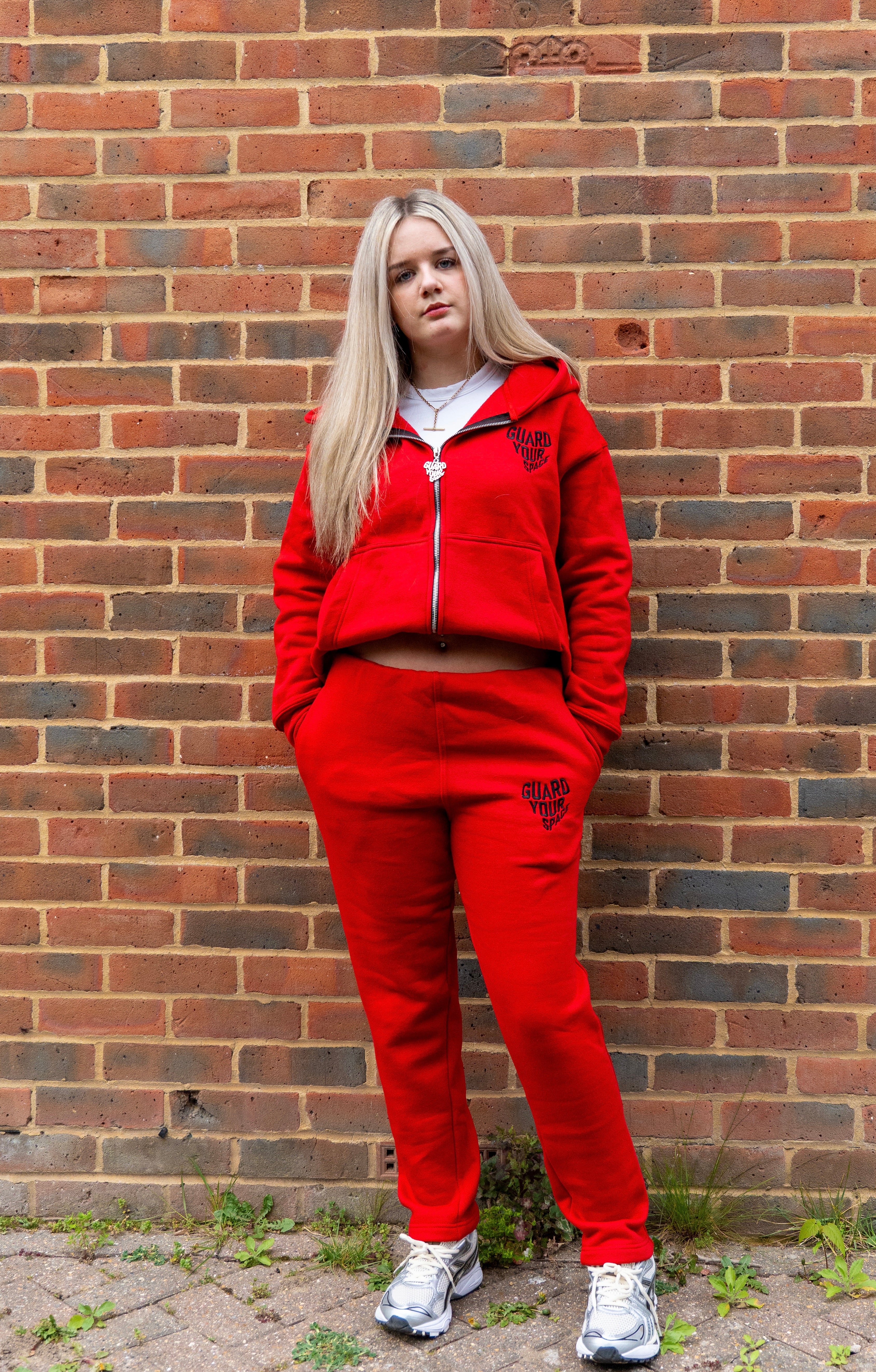 (Red/black) Guardyourspace zip-up tracksuit