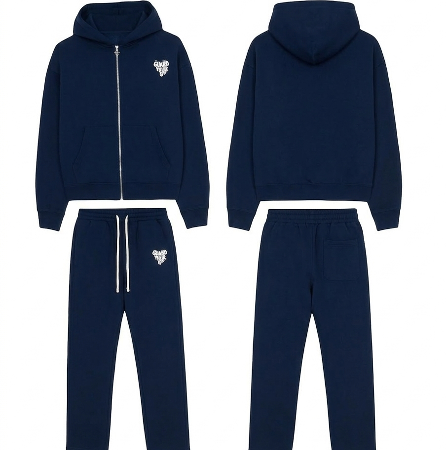 (Blue/white) Guardyourspace zip-up tracksuit