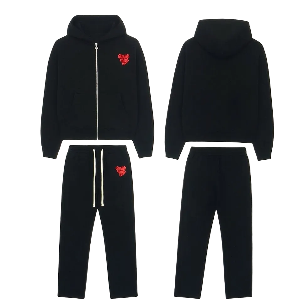 (Black/red) Guardyourspace zip-up tracksuit